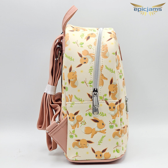Loungefly Pokemon Eevee Floral Leaves AOP Mini Backpack Back New - Picture 4 of 5